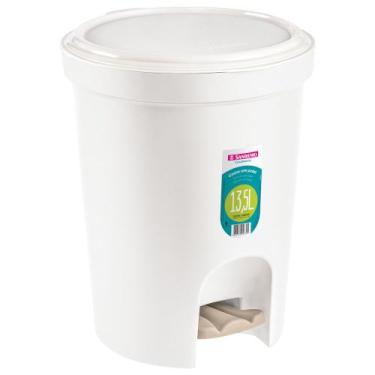 Imagem de Lixeira Plástica Redonda com Pedal Branca 13,5L Casablanca Sanremo