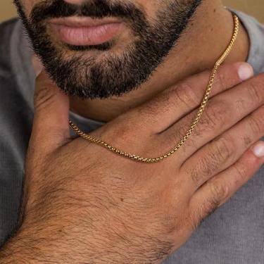 Imagem de Colar de corrente de aço inoxidável para homens e mulheres, colar longo de elos cubanos, dourado, prata, 61 cm, colar feminino para homens, Halloween, Natal, presentes de aniversário para mulheres e