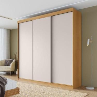 Imagem de Guarda-roupa Casal 3 Portas de Correr Lisas Samambaia Cabecasa Madeira
