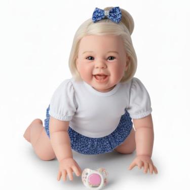Imagem de Bebê Reborn Boneca Menino Corpo Siliconado Loira - Mundo Azul e Rosa