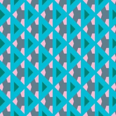 Imagem de Quadro Decorativo Moderno com Estampa de Triângulos Coloridos e Borda Rosa - Arte para Parede 50x50cm