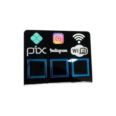 Imagem de Placa Pix Display Mesa Balcão PIX INSTAGRAM E WI-FI(Preto c/Azul)