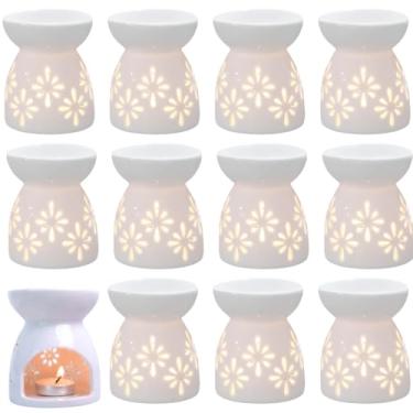 Imagem de Kit 12 Difusor Rechaud de Porcelana Para Óleos Essenciais e Wax Melts Branco