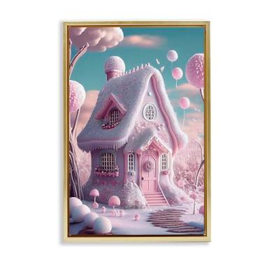 Imagem de Stupell Industries Magicville Snow Crusted Cottage Black Framed Floater Canvas Wall Art, design by Sasha, 25 x 17