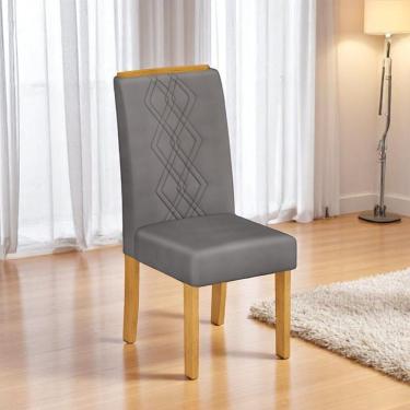 Imagem de Kit 02 Cadeiras De Jantar Estofada Ayla Cedro Veludo Lunar- Mabe Magazine