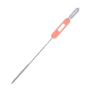 Imagem de Escova multifuncional de limpeza de tampa de palha de nylon de aço inoxidável escova de esfregão (rosa)