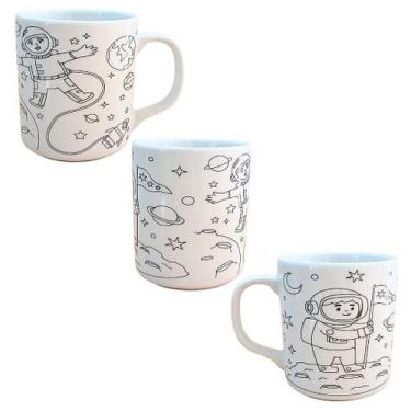 Imagem de Caneca Colorir Pinta Repinta Porcelana com Desenhos Sortidos para Adul