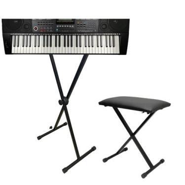 Imagem de Kit Completo Teclado MXT M-T5000 MIDI 61 Teclas + Suporte e Banco