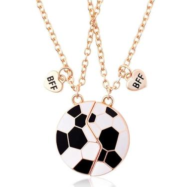 Imagem de Ancnoz Colares de Melhor Amigo de Futebol BFF para 2 colares combinando, presentes para melhor amiga, melhores amigas, presentes temáticos de futebol, presente para aniversário, Natal, Dia da Amizade