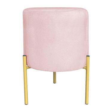 Imagem de Puff Decorativo Soren Suede Rosa Bebê Pés De Ferro Dourado - Pallazio
