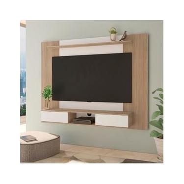 Imagem de Painel Artely Nevada com 2 Portas e 3 Nichos, 176cm de Largura, Ideal para TV de até 75`` – Carvalho/Off White