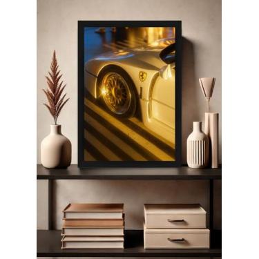 Imagem de Quadro Ferrari F40 Roda Dourada Com Vidro e Moldura Preta Tamanho:21cm