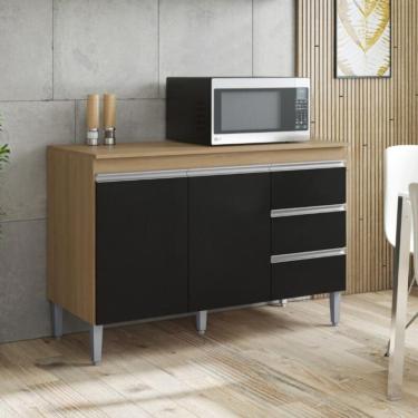 Imagem de Balcao De Cozinha Virginia 2pt 1,20m Amendoa Preto