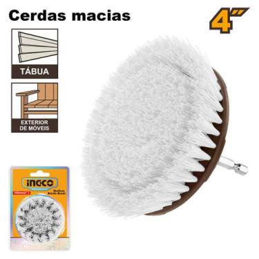 Imagem de Escova Rotativa de Cerdas Macias D 4Pol, Haste 1/4 INGCO