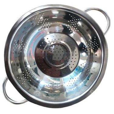 Imagem de Escorredor de Alimentos Resistente De Macarrão Massas Legumes Utensílio de Cozinha Com Alças Duplas pegador Design Redondo Perfurado grande fundo Peneira Uso Doméstico e Profissional