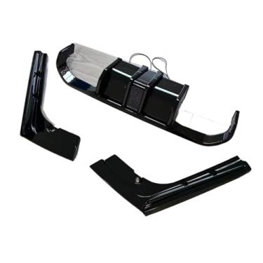 Imagem de Compatível com BMW Série 3 F30 M3 Modificado 2012-2018 Difusor de Para-choque Traseiro, Spoiler Inferior, Protetor de Lâmina, Tampa Traseira, Kits de Carroceria para Tuning(Gloss Black With LED)