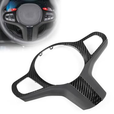 Imagem de FINMOKAL Capa para volante de fibra de carbono real compatível com BMW 5 6 7 8 Series G30 G14 X3 X4 X5 X6 X7 G02 G05 2020-2023 (preto)