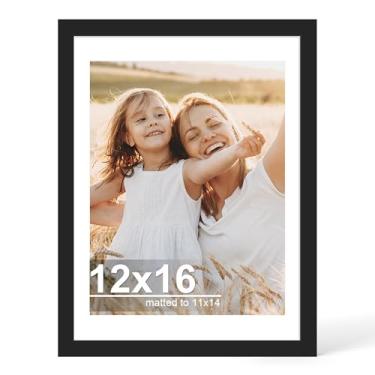 Imagem de Hongkee Porta-retrato de 30 x 40 cm com vidro, para exibição de 28 x 35 cm com tapete ou 30 x 40 sem tapete, molduras de madeira para fotos de 28 x 35 cm para montagem na parede (preto, 1 pacote)