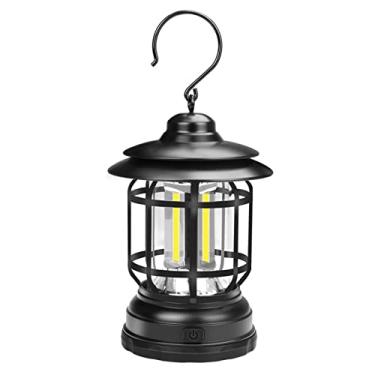 Imagem de Lanterna Vintage de Camping Lâmpada LED Portátil para Tendal com Dois Modos Bateria 300LM Luz Noturna Quintal Pátio Jard