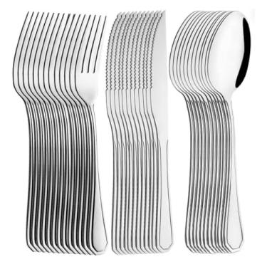 Imagem de Jogo de Talhares Garfo Colher Faca Mesa 36 Peças Kit Buffet Restaurante Faqueiro Premium Aço Inox