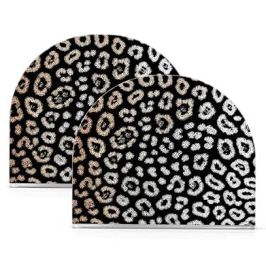 Imagem de Qilmy Porta-guardanapos de acrílico Boho leopardo, suporte de lenços de mesa independente, dispensador de papel de coquetel para cozinha, jantar, restaurante, bar, decoração, 2 unidades