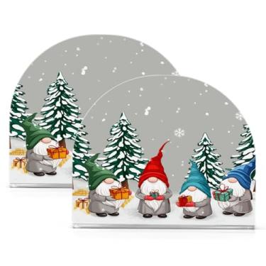 Imagem de Qilmy Gnomos de Papai Noel de Natal, porta-guardanapos de acrílico, suporte de lenços de mesa independente, dispensador de papel de coquetel para cozinha, jantar, restaurante, bar, decoração, 2