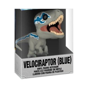 Imagem de Bolso chaveiro dinossauro velociraptor azul coleção brinquedos jurassi