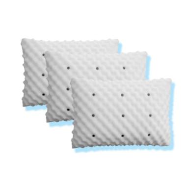 Imagem de Kit Travesseiro Magnético Ortopédico com Infravermelho e Espuma Massageadora para Conforto e Relaxamento - Terapêutico Anti-Ronco (CAPA EM TECIDO TOQUE MACIO,3 UNIDADES)