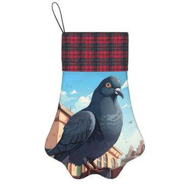 Imagem de SKKNT Meias de Natal com estampa de pombo de desenho animado, animais de estimação, decoração de Natal, cães, gatos, árvores, doces, presente, conveniente