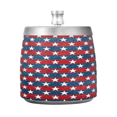 Imagem de JUZIHAI Cinzeiro de estrelas patrióticas com tampa, cinzeiro de aço inoxidável inodoro à prova de vento cinzeiro sem fumaça para escritório em casa, pátio, varanda, cigarro