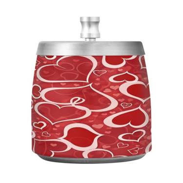 Imagem de JUZIHAI Cinzeiro de corações de dia dos namorados com tampa, cinzeiro de aço inoxidável inodoro à prova de vento cinzeiro sem fumaça para escritório em casa, pátio, varanda, cigarro