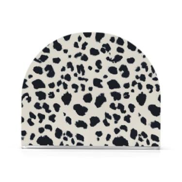 Imagem de JUZIHAI Suporte de guardanapo com padrão de leopardo de neve para mesa dispensador de guardanapo de acrílico suporte de lenços independente de mesa para cozinha sala de jantar bar festa decoração de