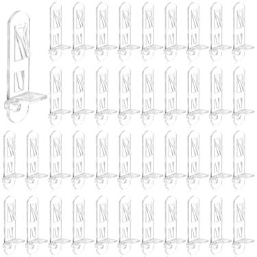 Imagem de 40 peças de pinos de prateleira de armário de plástico, clipes de suporte de prateleira de travamento para furo de pino de 5 mm x prateleiras de 0,9 cm de espessura