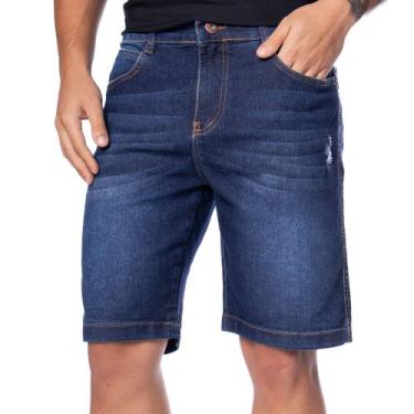 Imagem de Bermuda Jeans Masculina Dixie Slim Azul Escuro, Azul escuro, 46