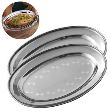 Imagem de 2 Bandejas Inox 33x21 Para Restaurantes Hotéis Serviço de Mesa - Ami