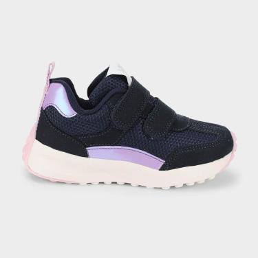 Imagem de Tênis Infantil Bibi Jogging Azul Marinho com Lilás-Feminino