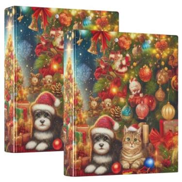 Imagem de Pasta de presente de Natal do Papai Noel, prancheta redonda com 3 anéis, organizador de fichários para escola e escritório, 1 pacote