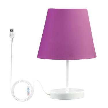 Imagem de Joisal Candeeiro de mesa de cabeceira gradiente roxo com abajur de linho para dormitório, iluminação ambiente