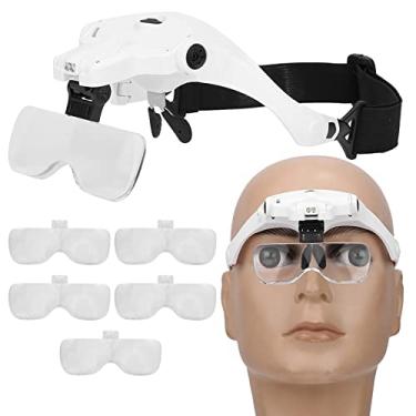 Imagem de Lupa de Cabeça Montada Recarregável com 2 Luzes LED Ultra-leve Lentes Intercambiáveis Faixa Ajustável para Leitura Odontologia Cirurgia Pesquisa Artesanato Costura