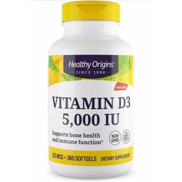 Imagem de Vitamina D3 5000 IU 360 Softgels 125mcg Importada Healthy Origins