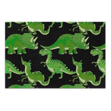 Imagem de Quebra-cabeça adulto 500 peças presentes para jogo de elefante branco dinossauros verde preto difícil quebra-cabeça pintura de arte floral, 51 x 35 centímetros