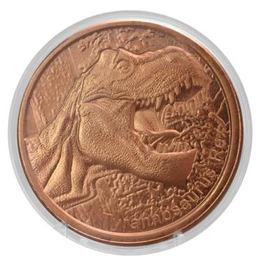 Imagem de Roaring Tyrannosaurus Rex Prehistoric Dinosaur - 1 oz .999 Pure Copper Round Collecticble 39mm Challenge Coin in Capsule - COA by Heavenly Metals