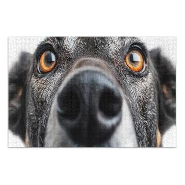 Imagem de Quebra-cabeça de 1000 peças para adultos, presentes engraçados, quebra-cabeça rígido, arte floral, pintura engraçada de nariz de cachorro, 75 x 40 cm
