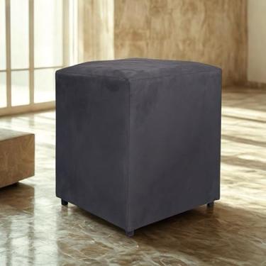Imagem de Puff quadrado em MDF e Estofado em Veludo suporta até 150kl sala，quarto，pufe，puff redondo(Cinza chumbo)