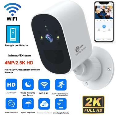 Imagem de Câmera IP WiFi 4MP Com Bateria Recarregável Para Vigilância Externa, V