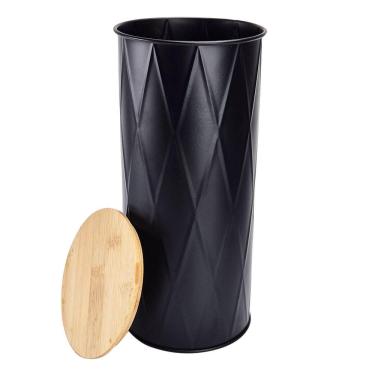 Imagem de Pote De Metal Com Tampa De Bambu 2 Litros Fosco Vedação