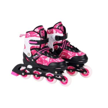 Imagem de Patins Inline Ajustável Rosa DM Radical  Conforto, Estilo e Segurança,
