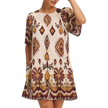 Imagem de Velvet by Graham & Spencer Vestido feminino com estampa asteca Maggie, Creme, M