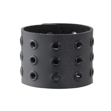 Imagem de JAZTAKU Pulseira punk cravejada de couro PU dos anos 80 pulseira gótica Emo Rock Biker Cuff para homens e mulheres, Medium, Zinco, Sem Pedra Preciosa