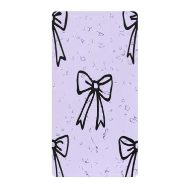 Imagem de Blueangle Lençol de berço padrão para berço infantil - Lençóis de algodão macio e respirável com laços pretos (99)